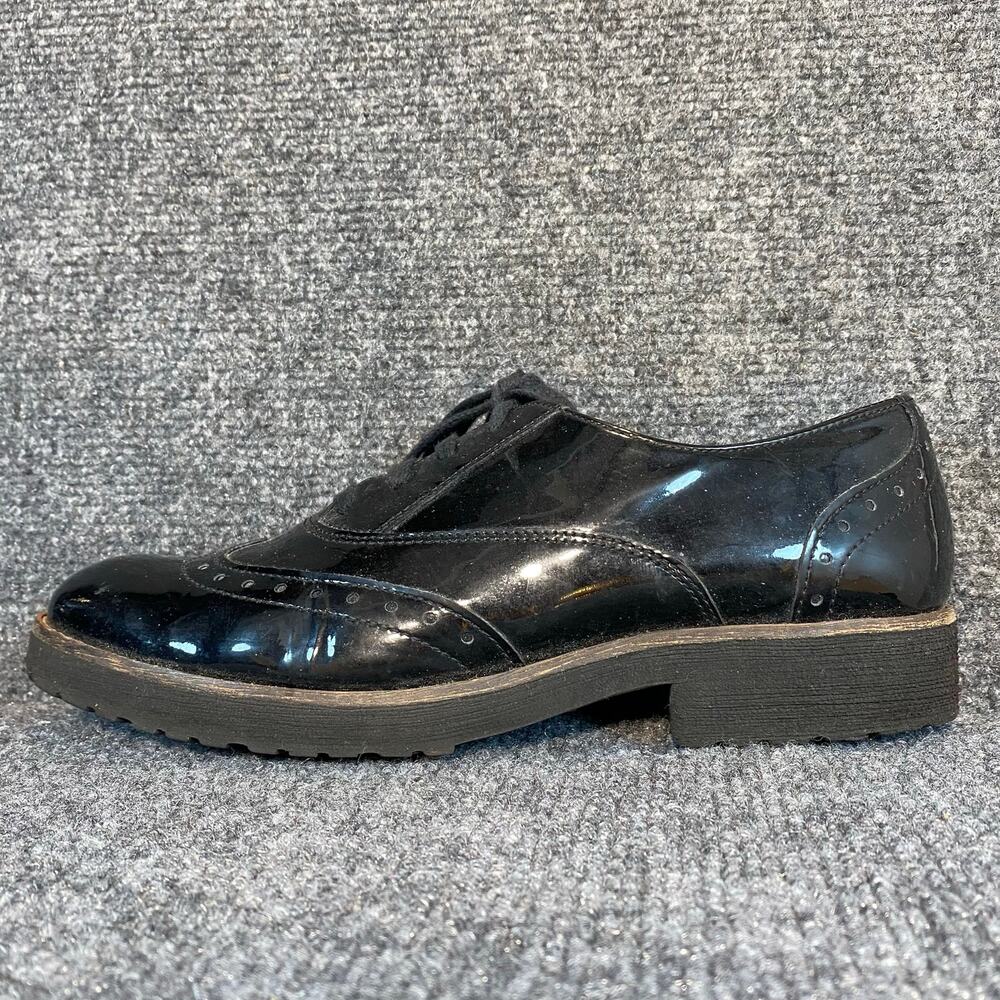 PG Paul Green Munchen Womens 9 Black Patent Leather Wingtip Oxford Dress Shoes